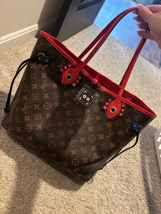Louis Vuitton Handbags - Limited Edition Louis Vuitton Brown Monogram Tote with Red Trim